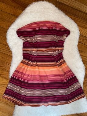 American Eagle Striped Tube Dress in Pink, Peach & Burgundy